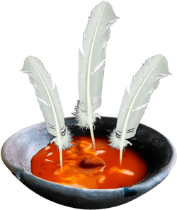 Plato de barro negro con ebo Ifá